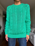 Maglione fatto a mano smeraldo trecce