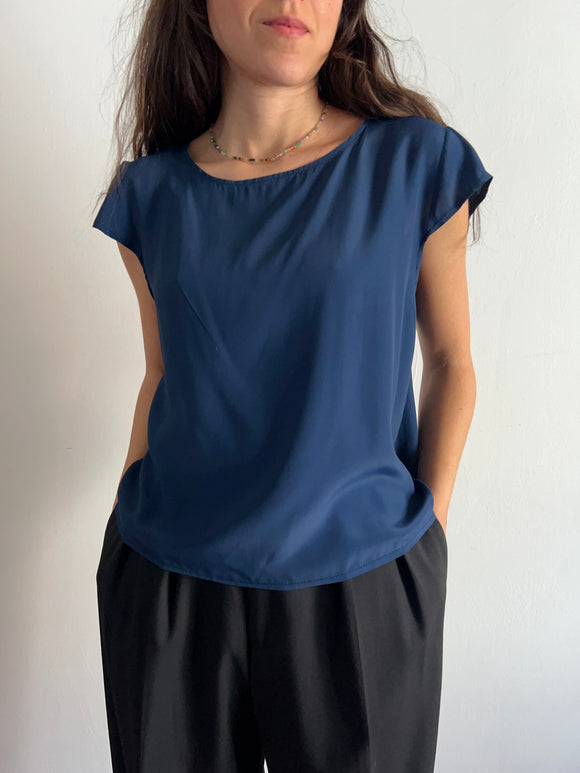 Maglietta di seta blu