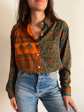 Camicia indiana modello maschile ottanio e arancione