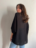 Kimono in maglia di cotone nero
