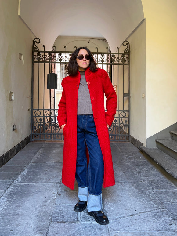 Cardigan extralong rosso