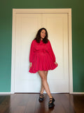 Abito con cintura satin ciliegia
