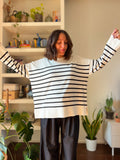 PRE ORDINE • Maglione over panna righe nere