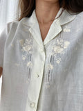 Camicia panna di lino ricamata