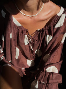 Maxi camicia Formentera marrone pois grandi