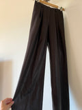 Pantalone Alberto lino marrone gessato