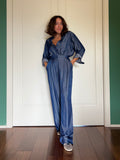 Pantalone sartoriale con le pince cangiante effetto denim