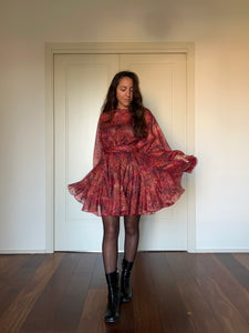 PRE ORDINE • Abito con cintura tipo Missoni bordeaux