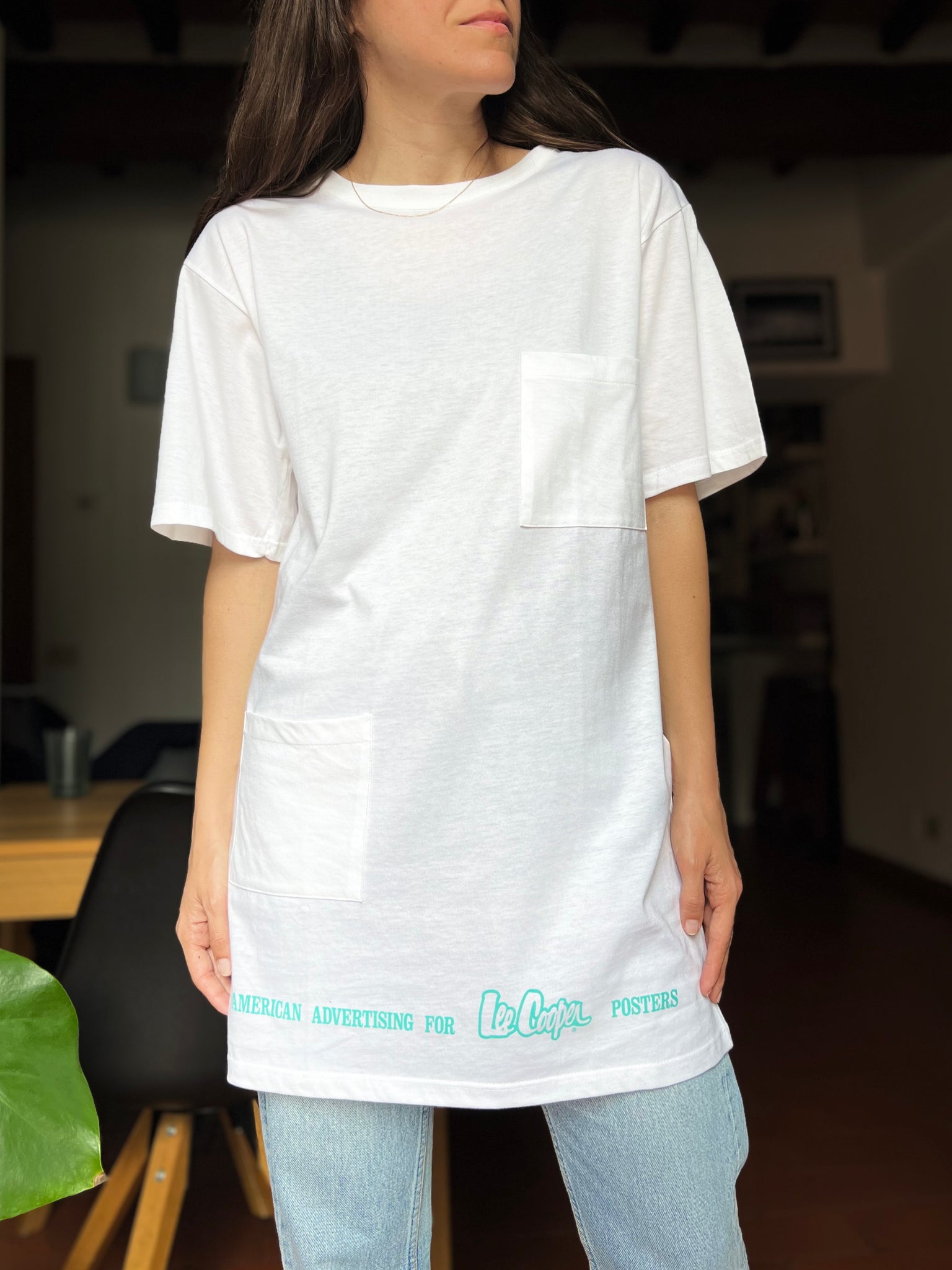 T shirt lunga con stampa dietro bianca Celestina Vintage