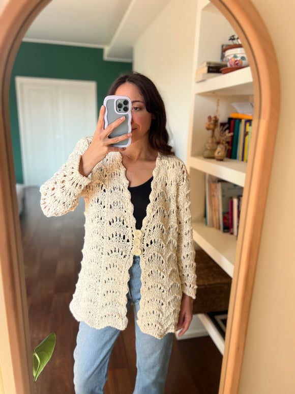 Cardigan panna traforato