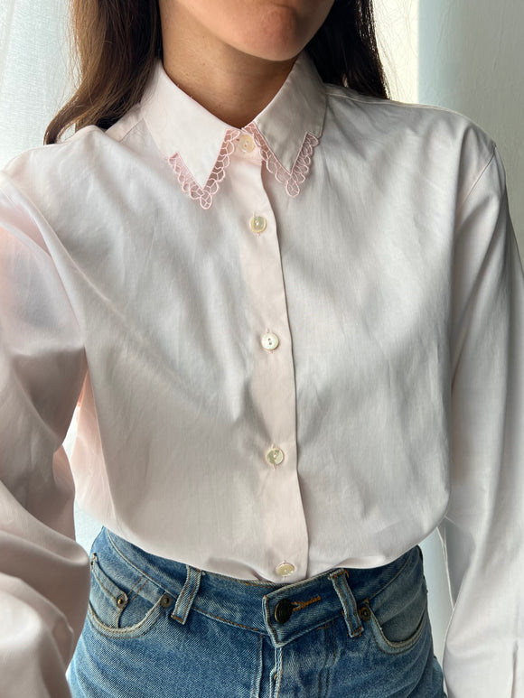 Camicia rosa colletto decorato