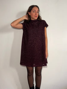 PRE ORDINE • Abito stile 60s bordeaux luccicante