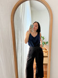 Top di seta blu