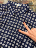 Camicia blu fantasia panna