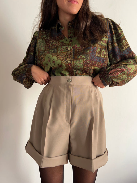 Bermuda beige con tripla pince