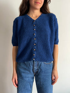 Cardigan mezza manica blu