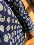 Camicia blu fantasia panna