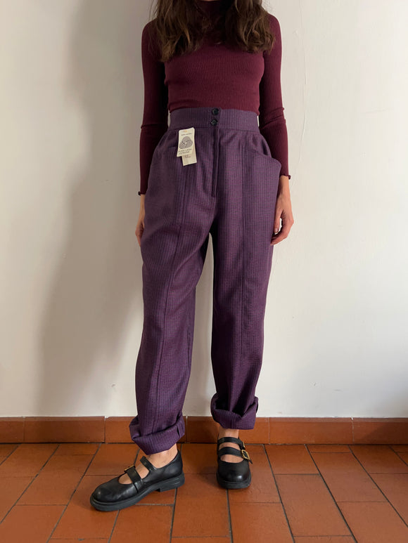 Pantalone a quadretti viola