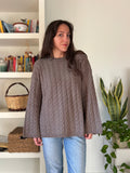 Maxi maglione trecce noce