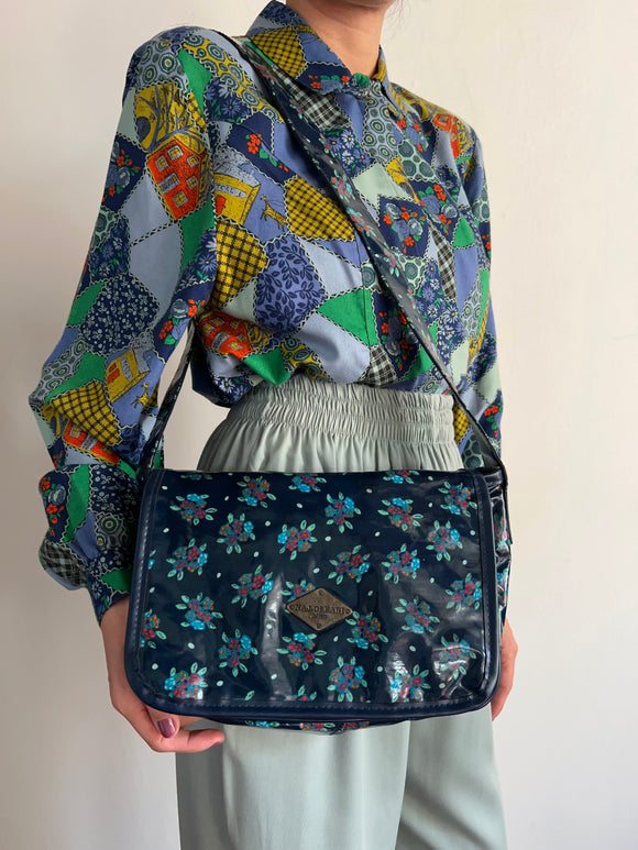 Borsa NajOleari blu a fiorellini