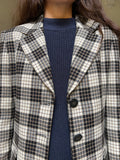 Blazer a quadri bianco-nero-beige
