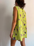 Camicia lunga verdina a fiori