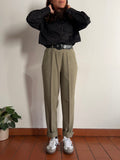 Pantalone a vita alta salvia chiaro