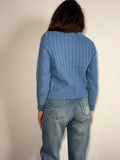 Cardigan azzurro lana pesante