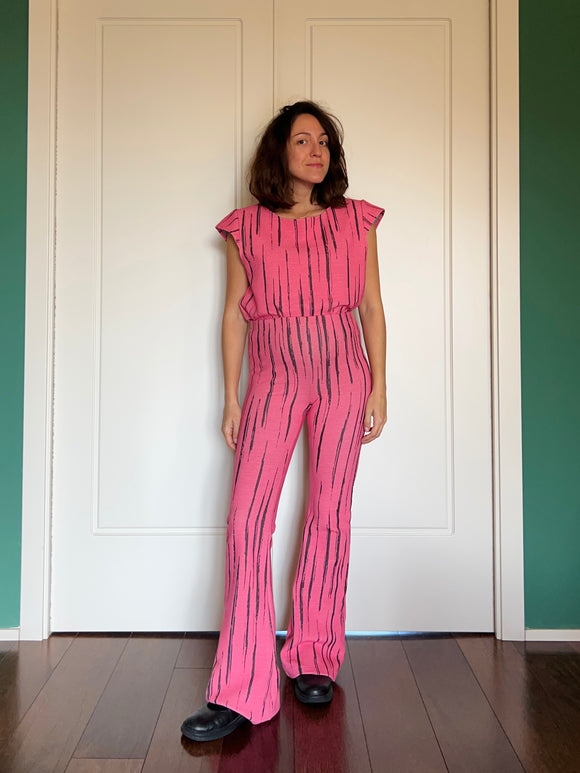 Pantalone a zampa rosa striato