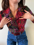 Camicia di lana nera fantasia colorata
