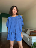 Blusa oversize righe blu