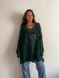 Maglia crochet verde bottiglia
