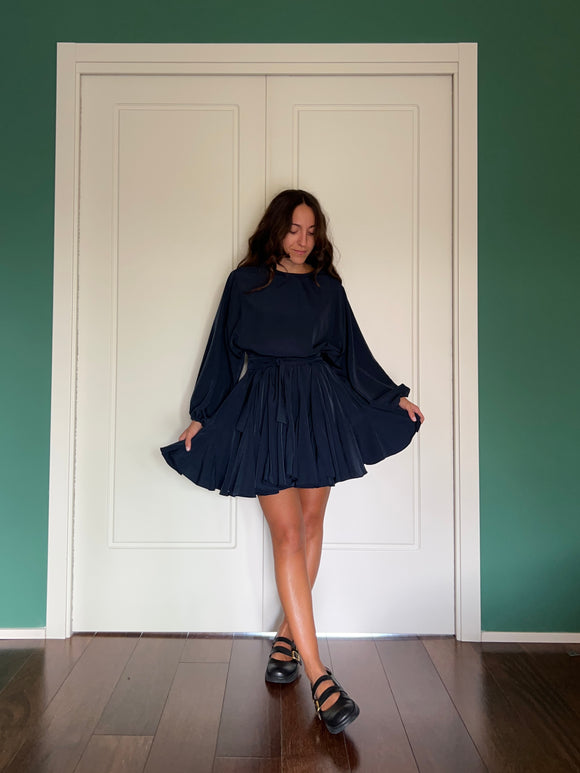 Abito con cintura cupro wash blu scuro