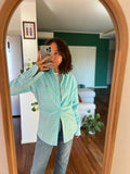 Camicia Ralph Lauren verde acqua stemma lilla