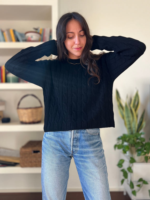 Mini maglione trecce nero