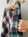 Gonna lunga sartoriale tartan violetto e ottanio