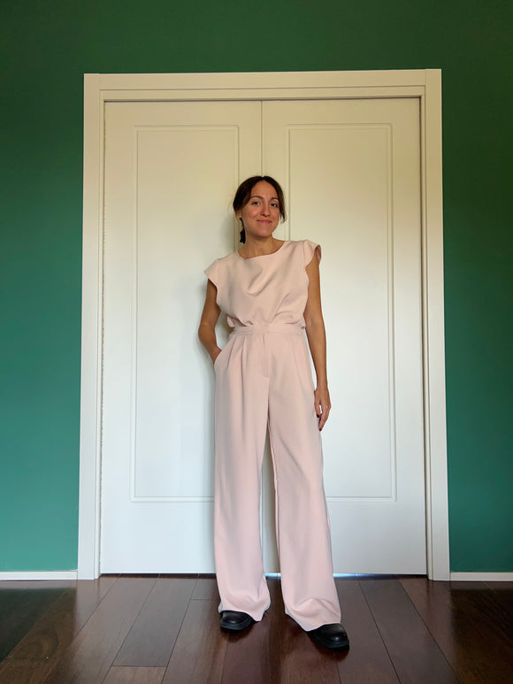 Pantalone sartoriale con le pince cipria