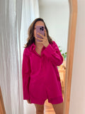 Camicia ampia cotone fuxia