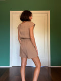 Pantaloncino misto lino biscotto