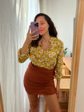 Combo “al contrario”  pareo + camicia • giallo e terracotta
