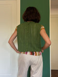 Top con bottoni in maglia di cotone pistacchio