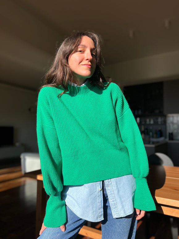Maglione manica ampia verde acceso