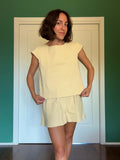 Maglietta misto lino crema