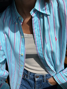Camicia Ralph Lauren righe rosa e verde acqua