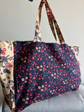 Mega shopper blu fiorellini