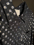 Camicia sartoriale seta blu pois luccicanti