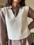 Gilet corto scollo v • panna