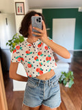 Maglietta crop pois e rose