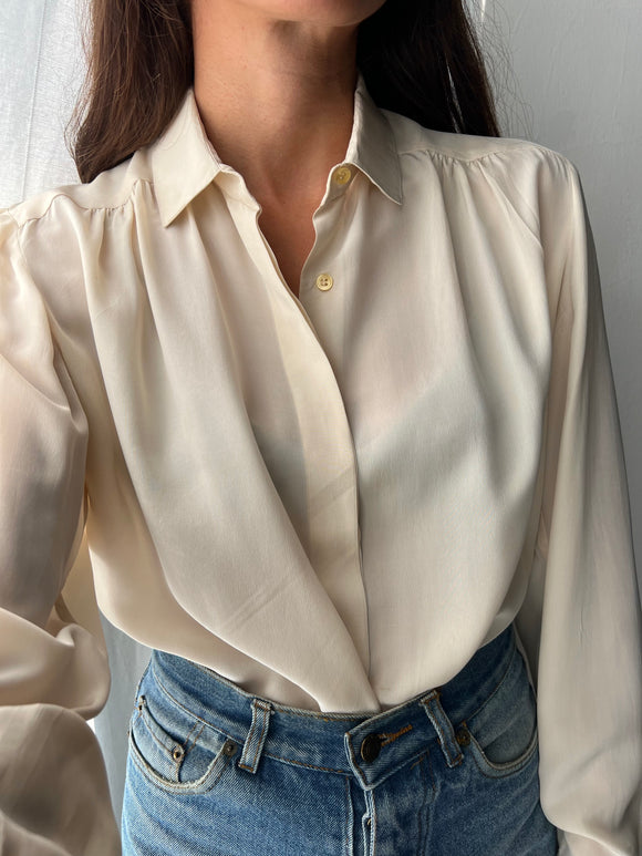 Camicia panna colletto piccolo