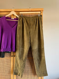 Pantalone di pelle scamosciata verde oliva